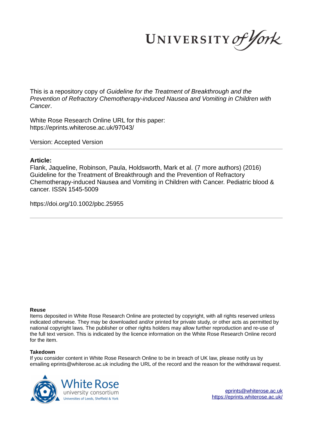 Guideline for the Treatment of Breakthrough and the Prevention of Refractory Chemotherapy-Induced Nausea and Vomiting in Children with Cancer