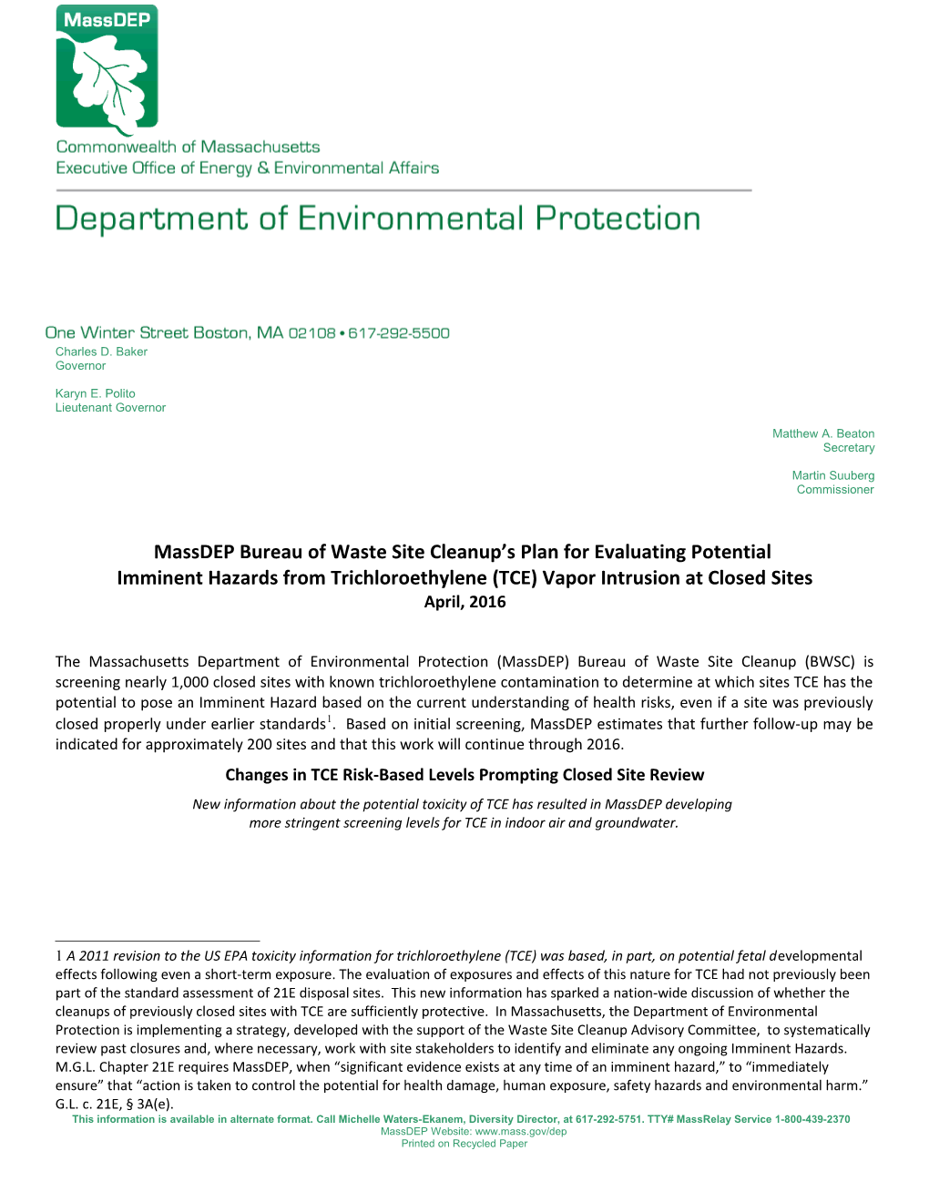 PCE Vapor Intrusion Initiative for Pre-4/3/06 Raos