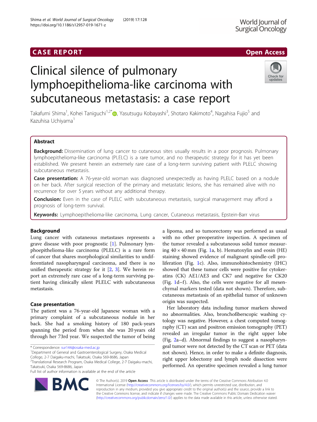 Clinical Silence of Pulmonary Lymphoepithelioma-Like Carcinoma with Subcutaneous Metastasis