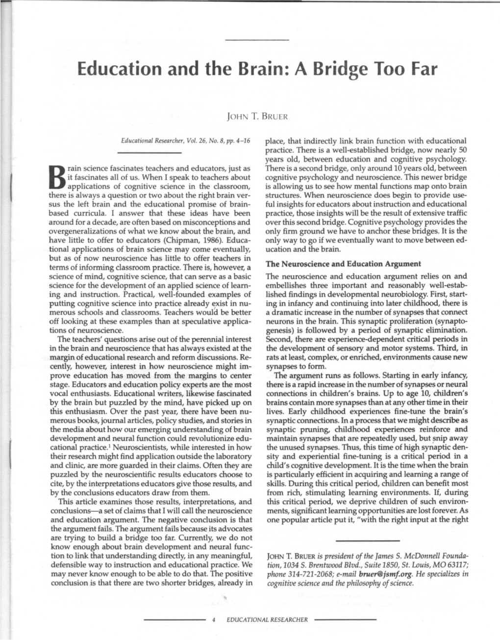 Education and the Brain: a Bridge Too Far