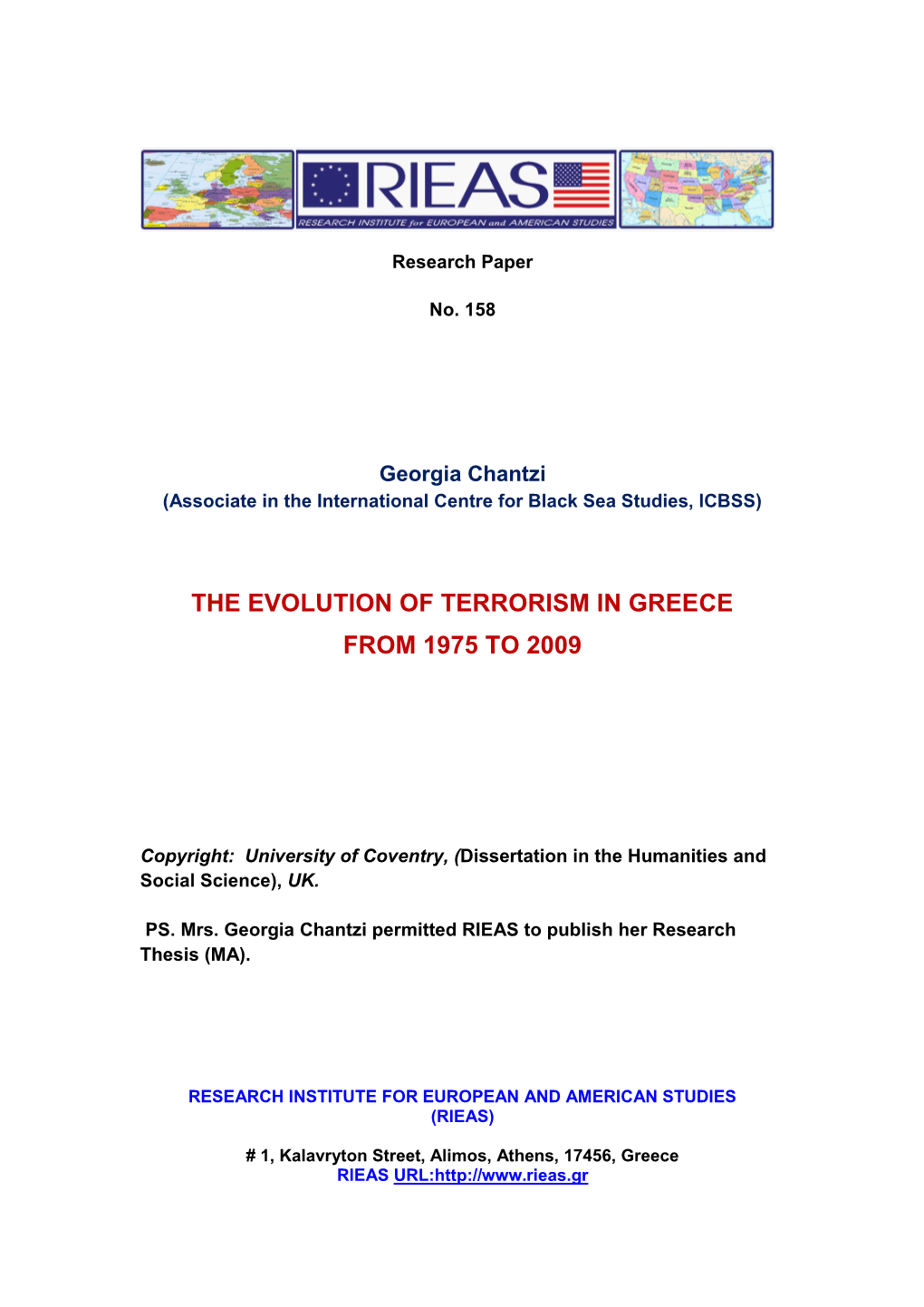 The Evolution of Terrorism in Greece from 1975 to 2009