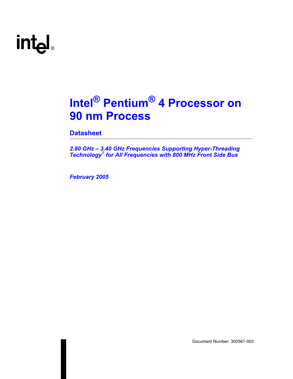 Intel(R) Pentium(R) 4 Processor on 90 Nm Process Datasheet