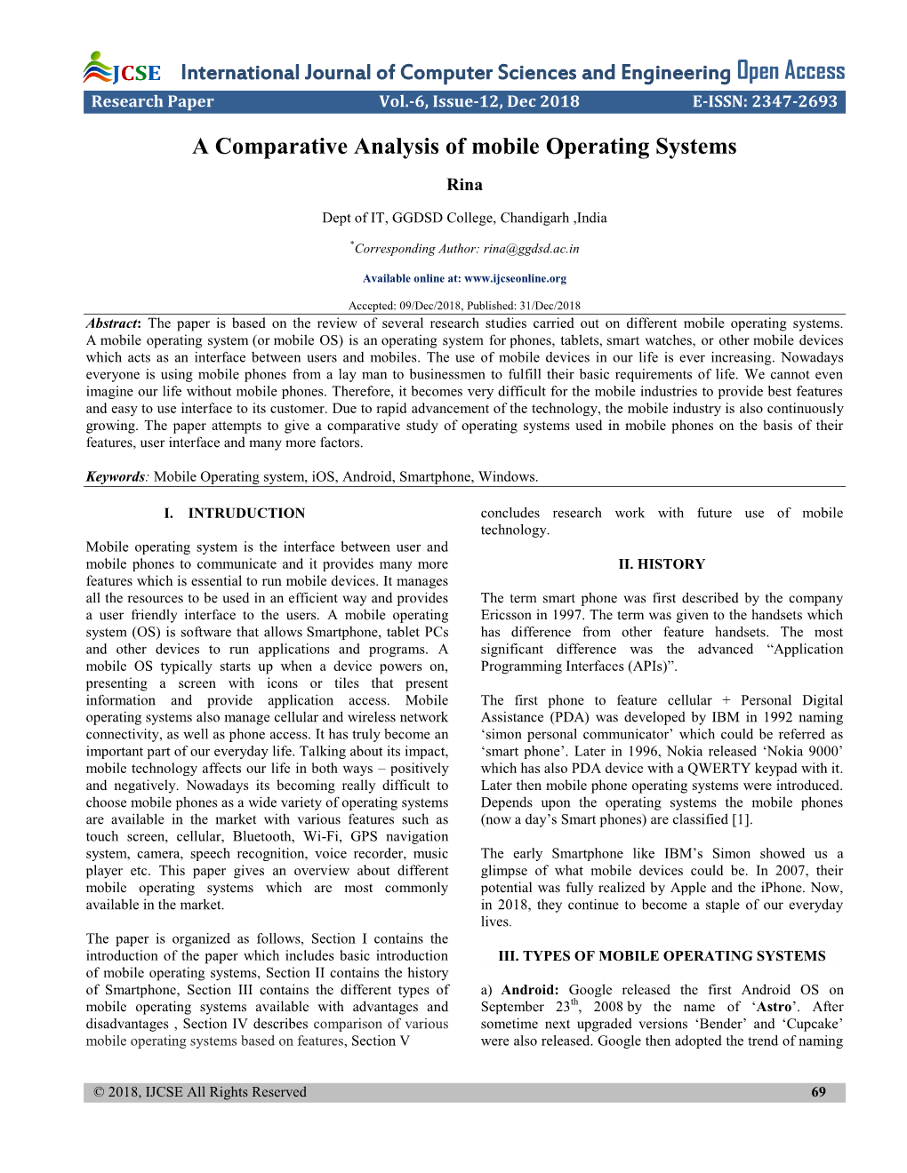 A Comparative Analysis of Mobile Operating Systems Rina