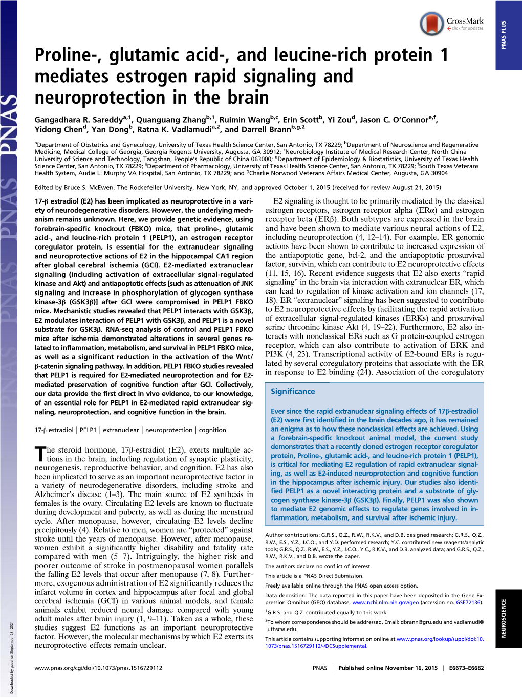 Proline-, Glutamic Acid-, and Leucine-Rich Protein 1 Mediates