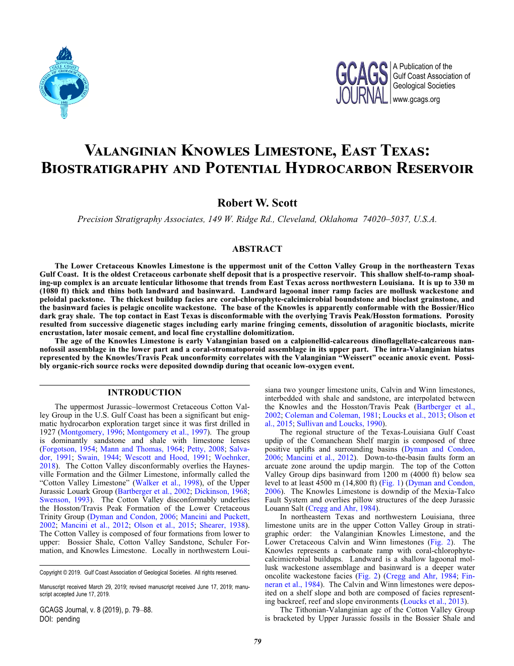 Valanginian Knowles Limestone, East Texas: Biostratigraphy and Potential Hydrocarbon Reservoir 81