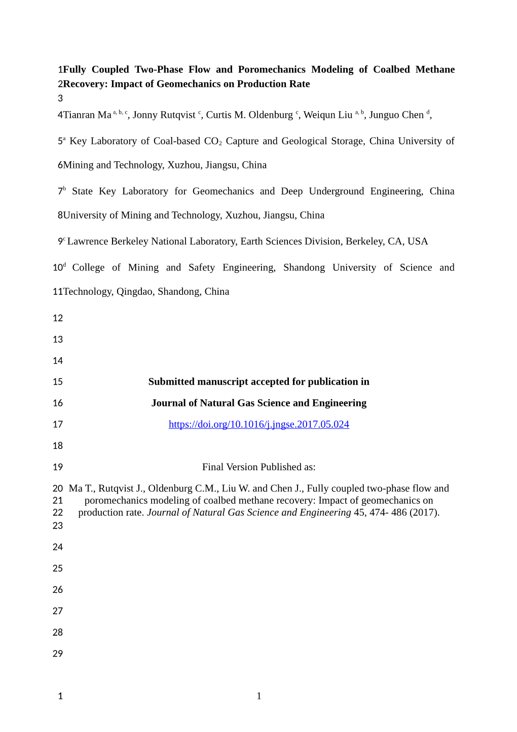 Fully Coupled Two-Phase Flow and Poromechanics Modeling Of