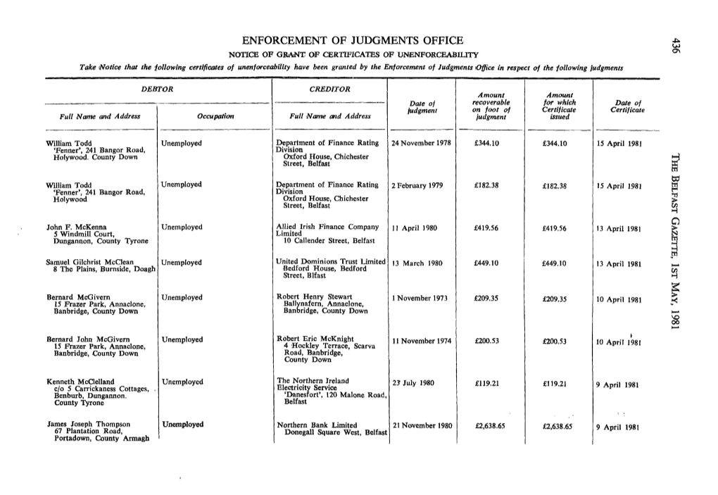 ENFORCEMENT of JUDGMENTS OFFICE W Q>