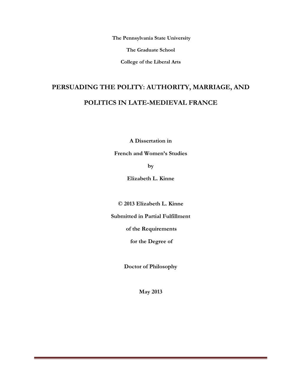 Authority, Marriage, and Politics in Late-Medieval France