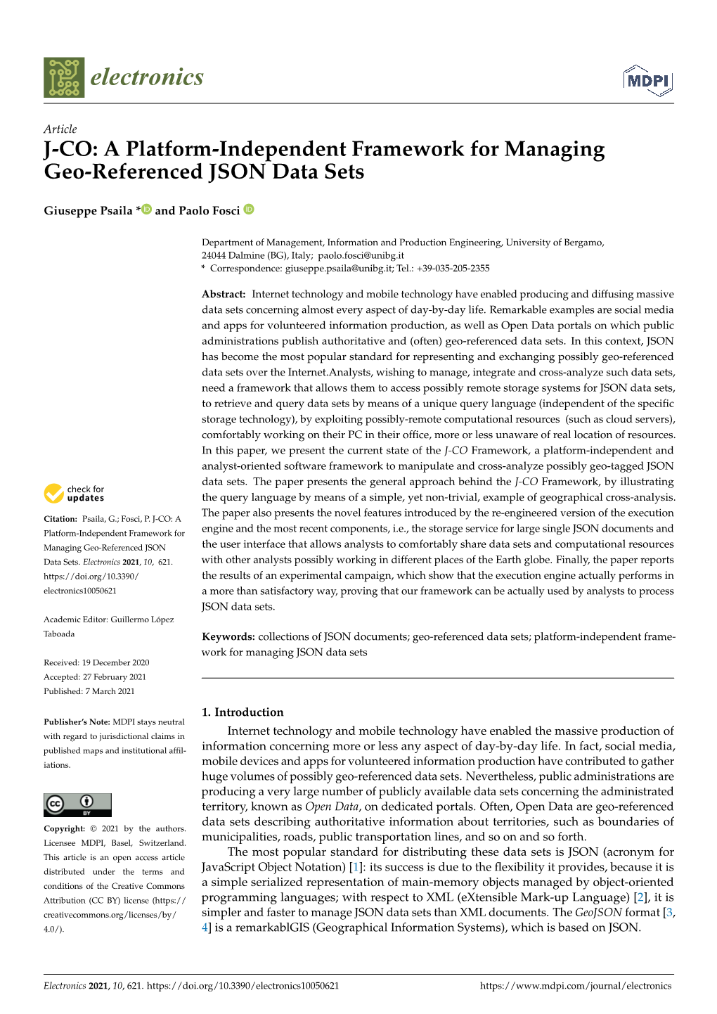 A Platform-Independent Framework for Managing Geo-Referenced JSON Data Sets