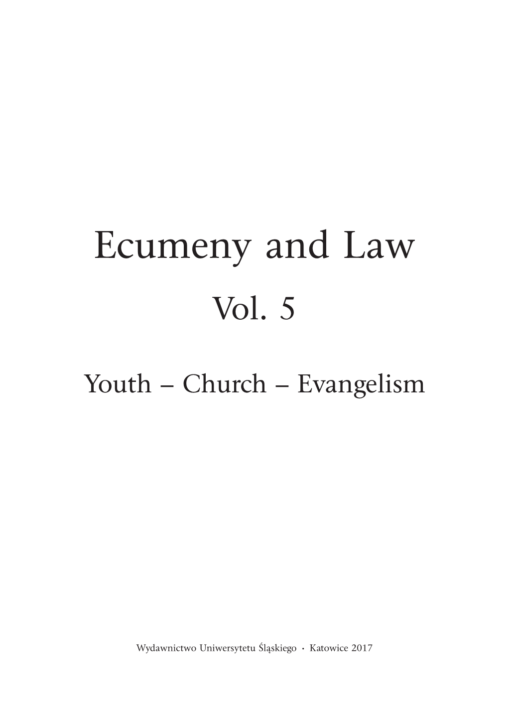 Ecumeny and Law Vol