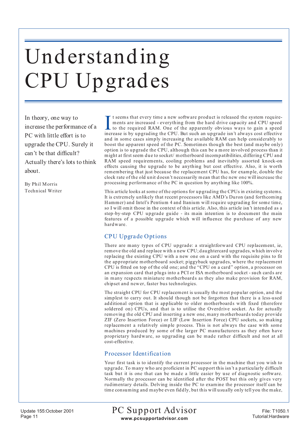 PCSA Oct 2001