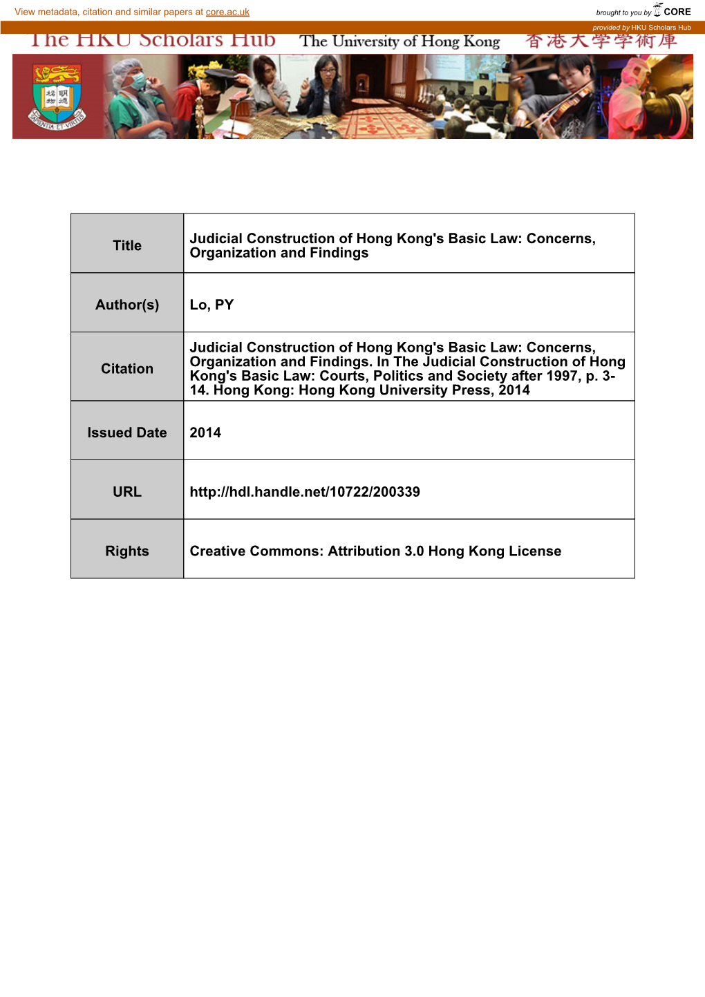 Title Judicial Construction of Hong Kong's Basic