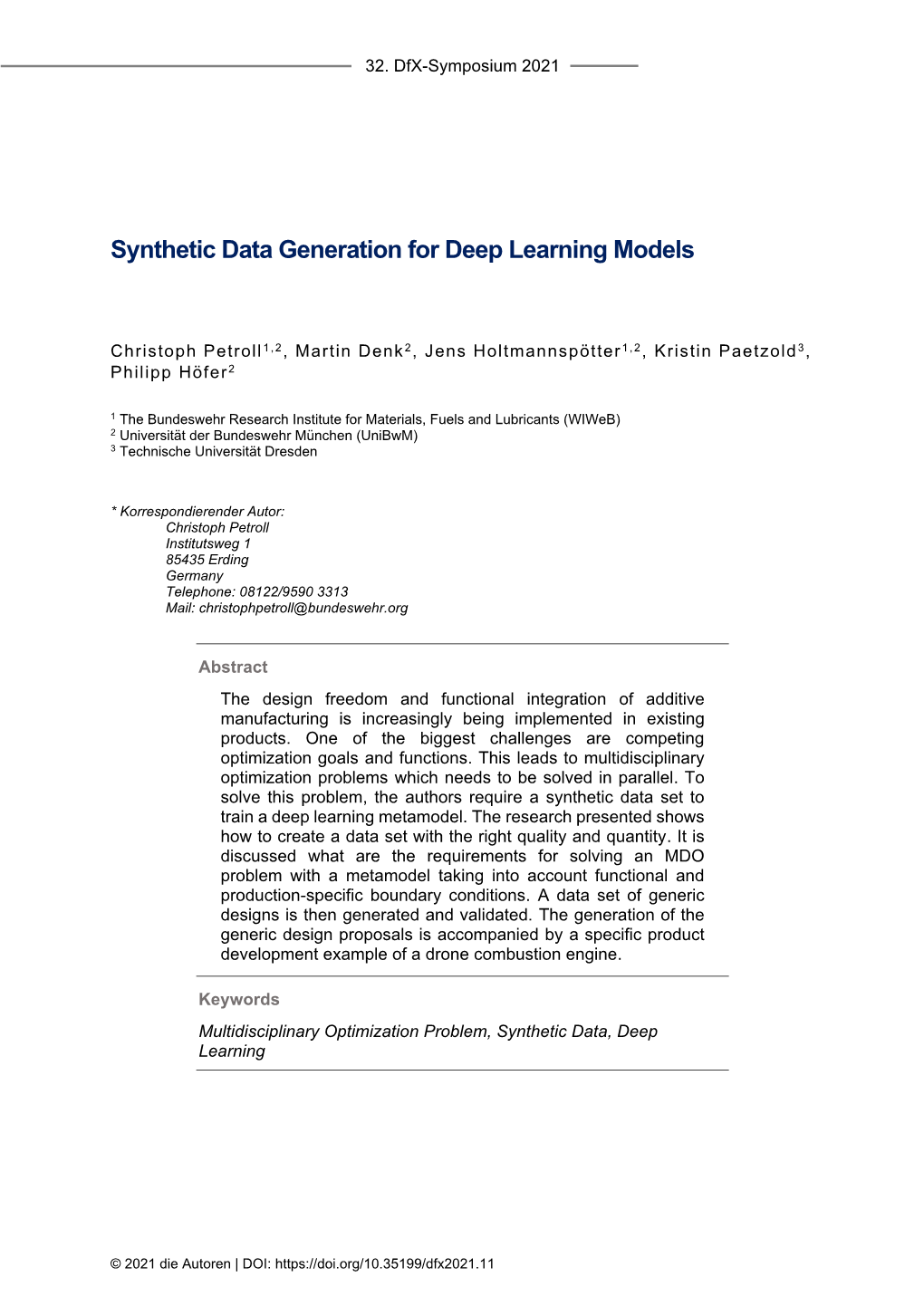 Synthetic Data Generation for Deep Learning Models
