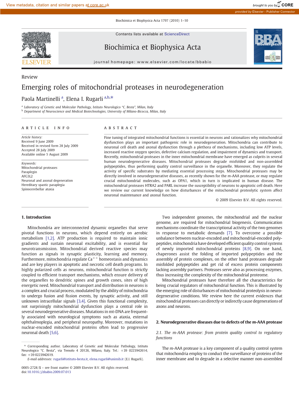 Emerging Roles of Mitochondrial Proteases in Neurodegeneration