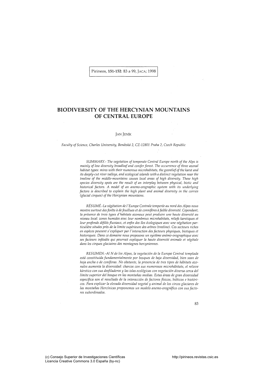 Biodiversity of the Hercynian Mountains of Central Europe