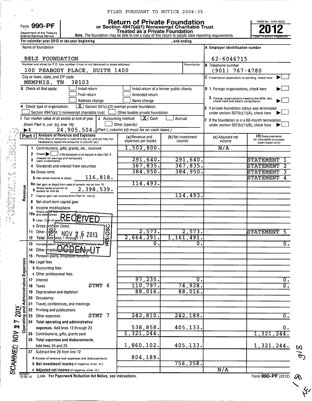 Return of Private Foundation Form 990-PF