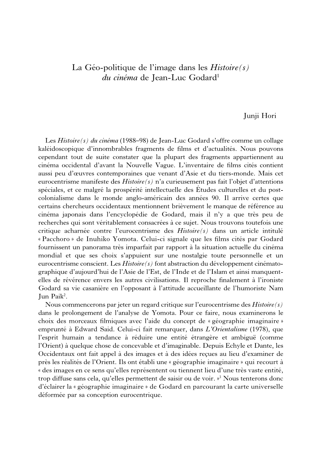 La Géo-Politique De L'image Dans Les Histoire(S) Du Cinéma De Jean-Luc