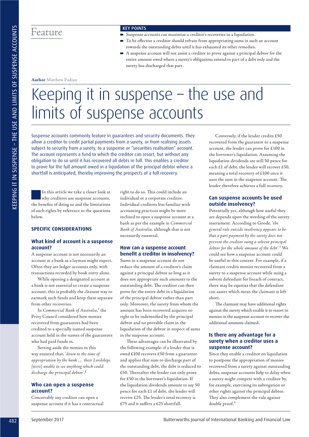 The Use and Limits of Suspense Accounts