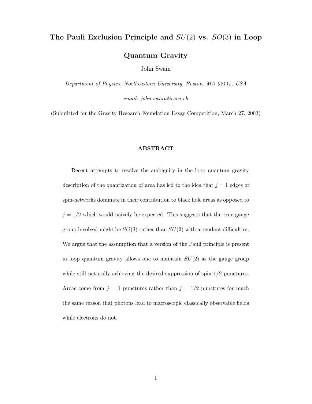 The Pauli Exclusion Principle and SU(2) Vs. SO(3) in Loop Quantum Gravity