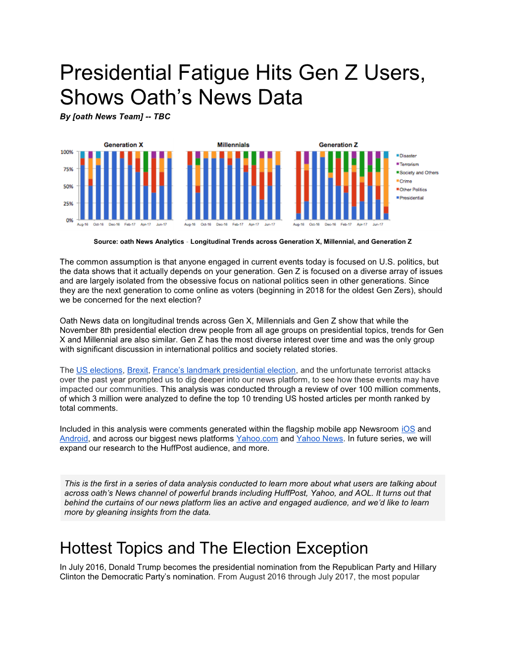 Presidential Fatigue Hits Gen Z Users, Shows Oath's News Data