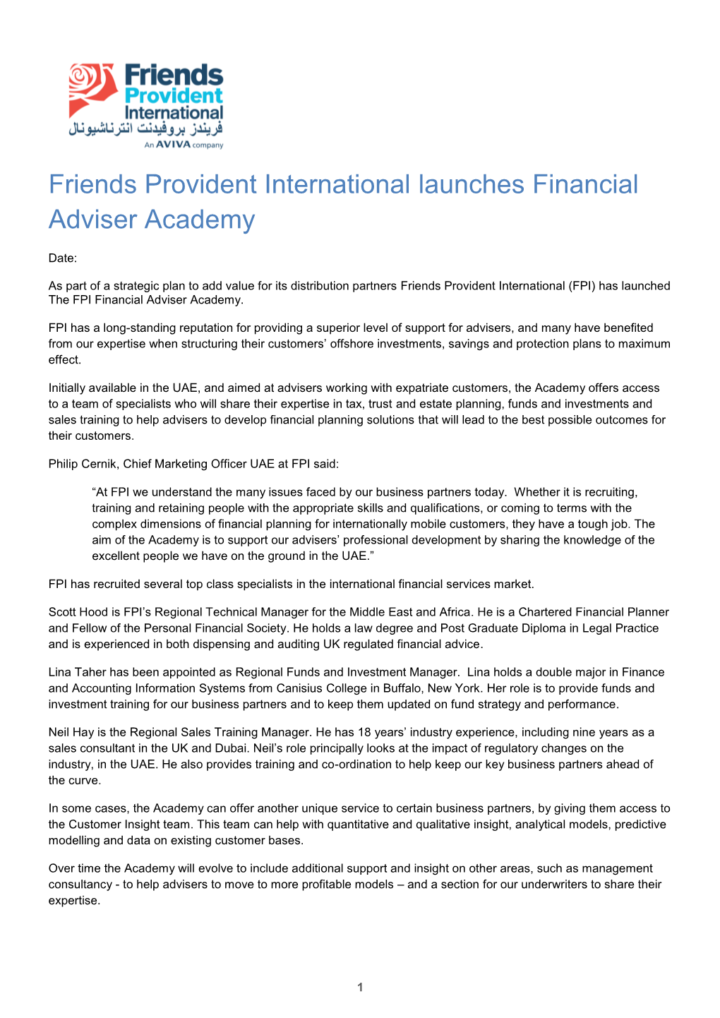 Friends Provident International Launches Financial Adviser Academy