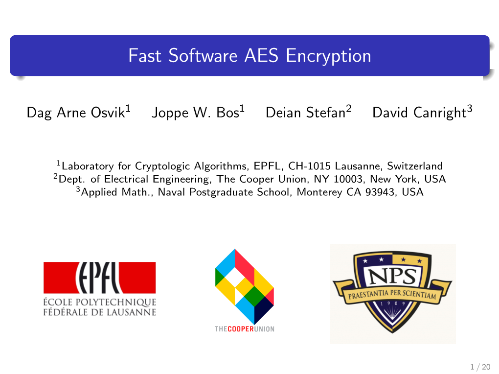 Fast Software AES Encryption