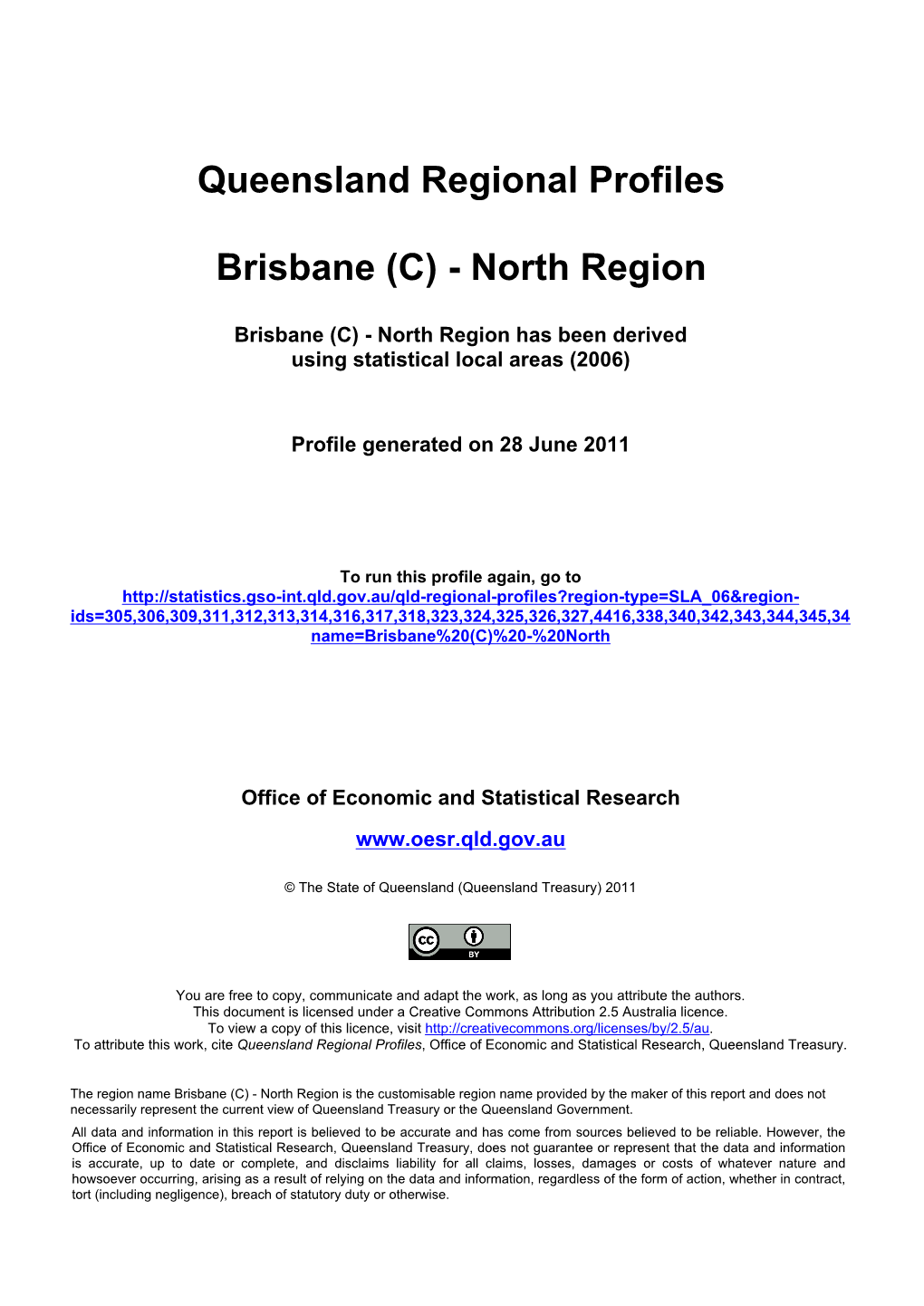 Queensland Regional Profiles Brisbane