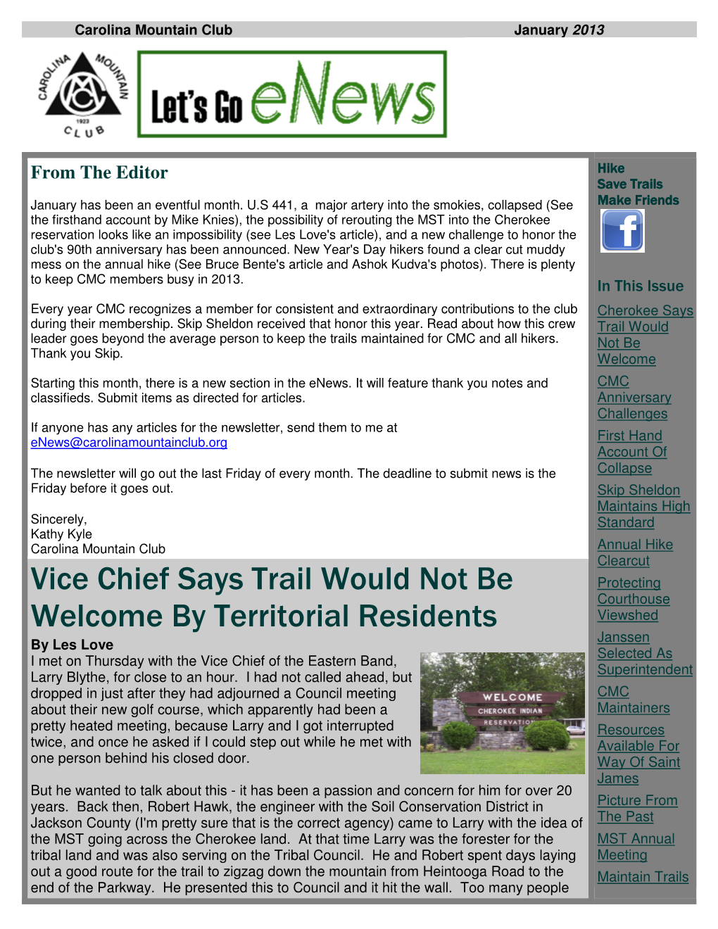 Vice Chief Says Trail Would Not Be Welcome