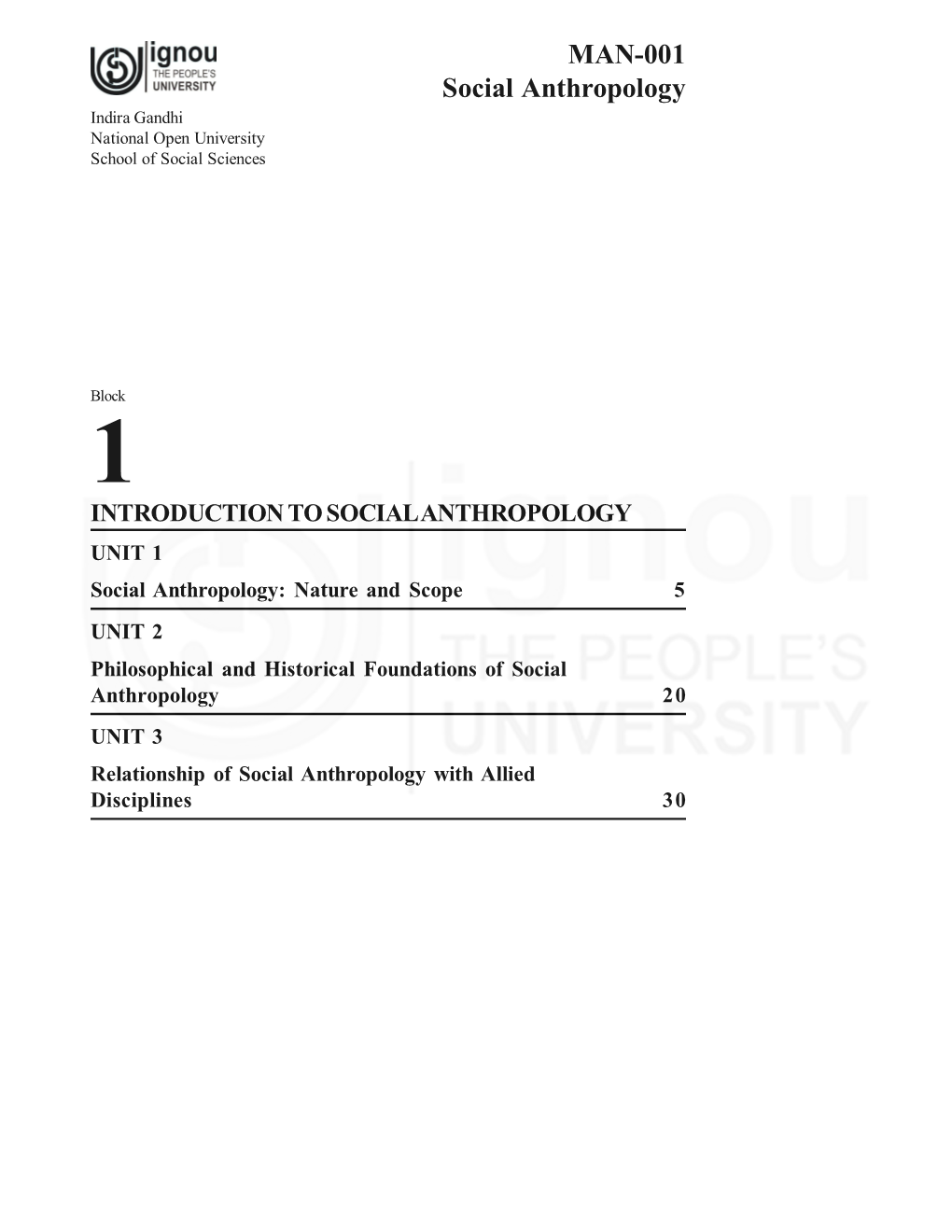 MAN-001 Social Anthropology Indira Gandhi National Open University School of Social Sciences
