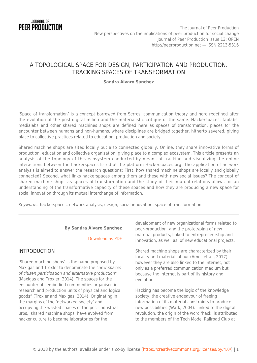 A Topological Space for Design, Participation and Production. Tracking Spaces of Transformation