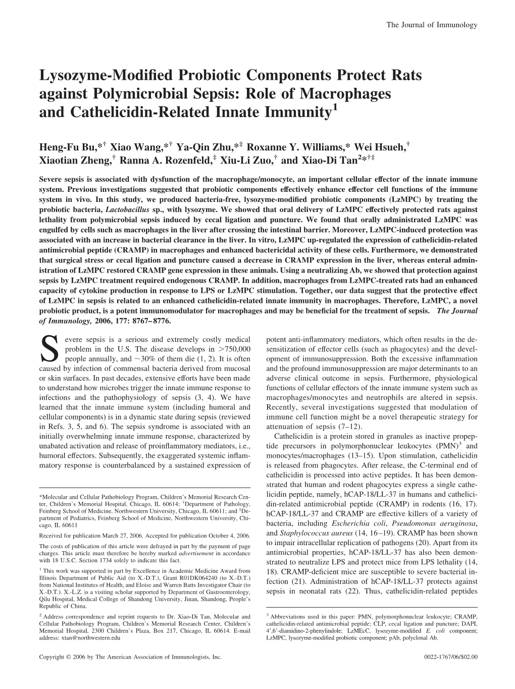 Cathelicidin-Related Innate Immunity Role
