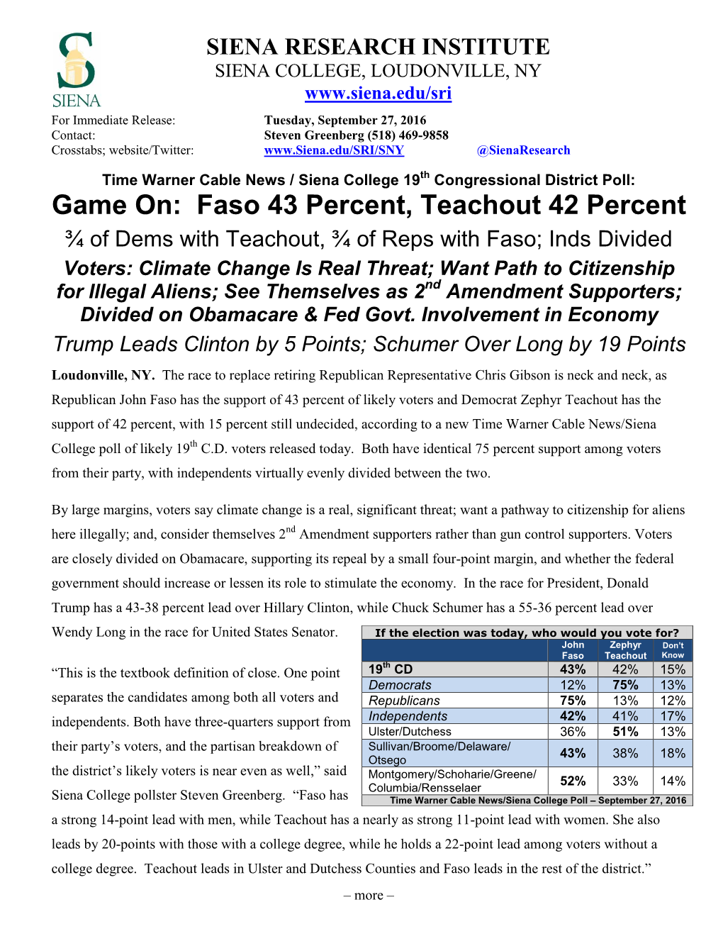 Voters: Climate Change Is Real Threat; Want Path to Citizenship for Illegal Aliens; See Themselves As 2Nd Amendment Supporters; Divided on Obamacare & Fed Govt