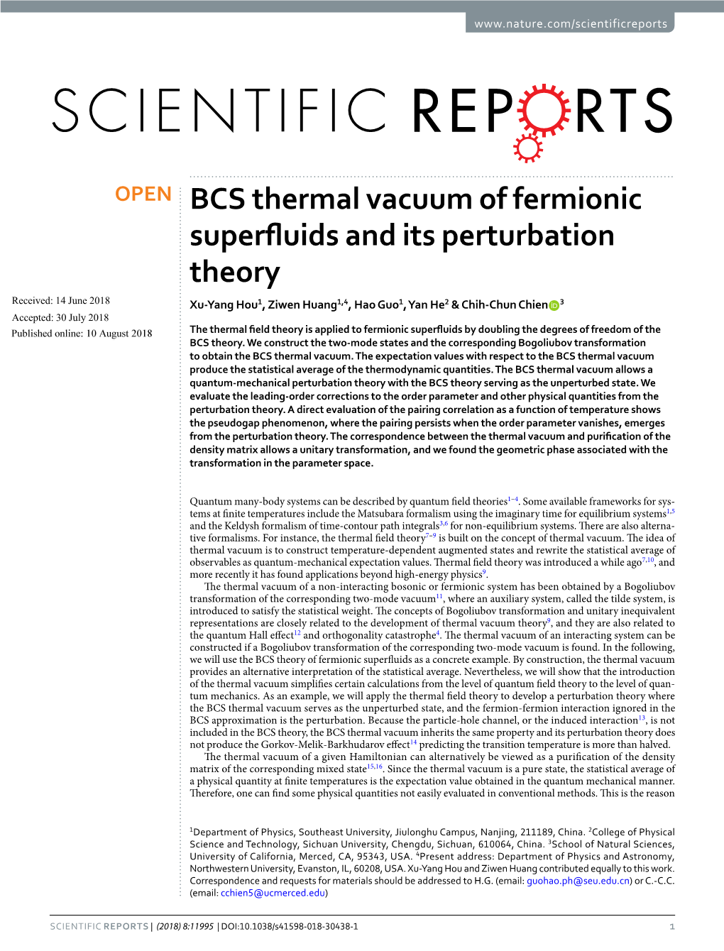 BCS Thermal Vacuum of Fermionic Superfluids and Its Perturbation Theory