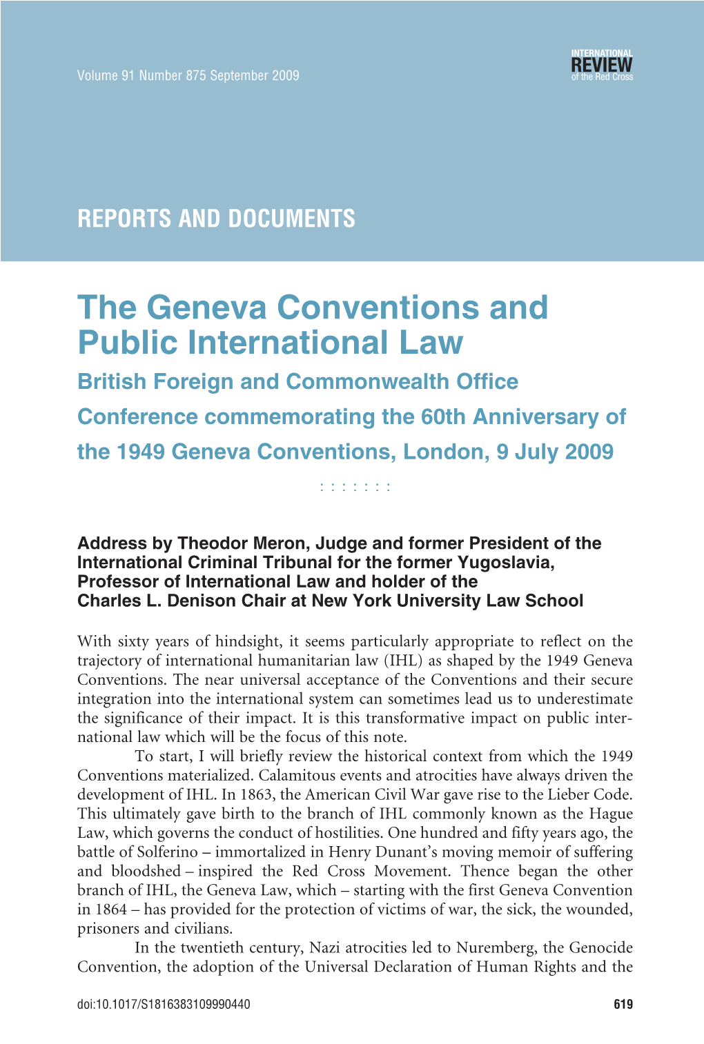 The Geneva Conventions and Public International