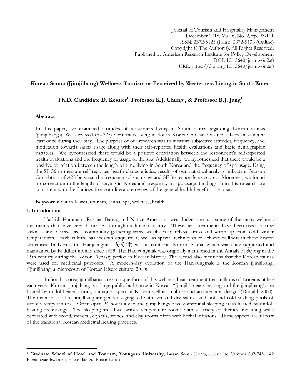 Korean Sauna (Jjimjilbang) Wellness Tourism As Perceived by Westerners Living in South Korea