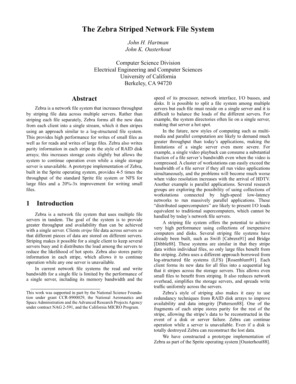 The Zebra Striped Network File System