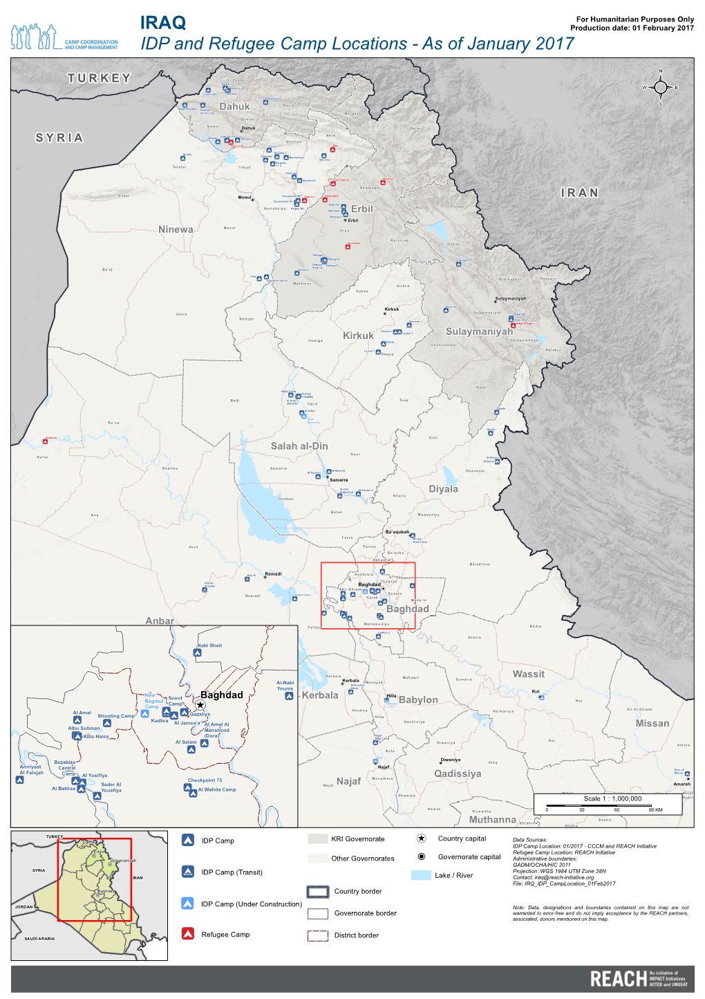 IDP and Refugee Camp Locations - As of January 2017