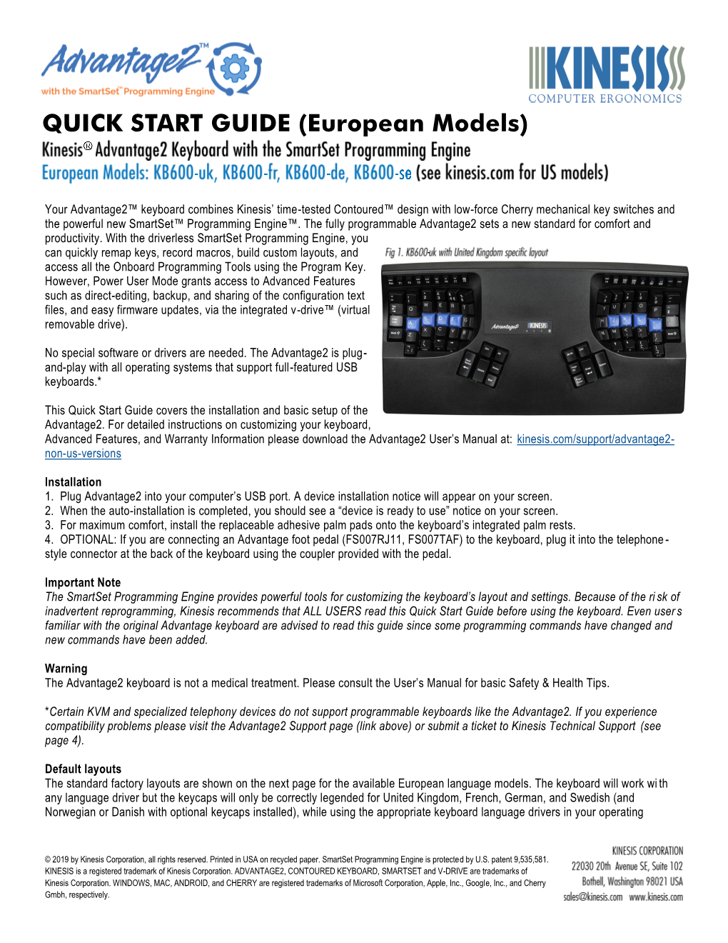 QUICK START GUIDE (European Models)