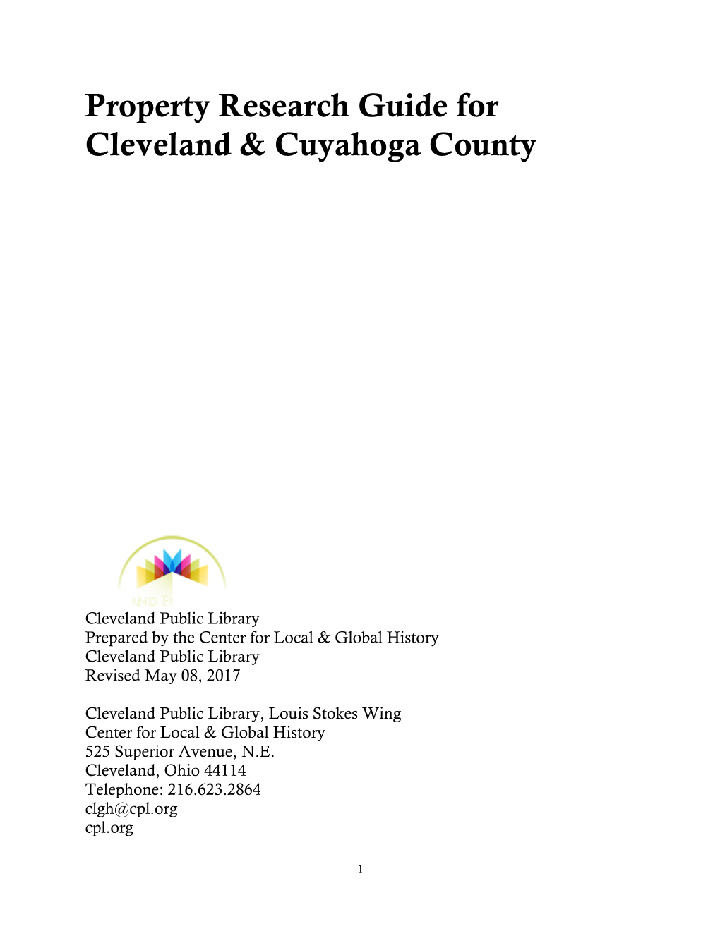 Property Research Guide for Cleveland & Cuyahoga County