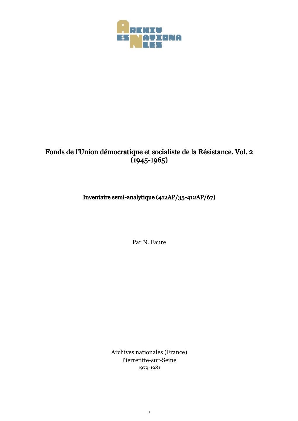 Fonds De L'union Démocratique Et Socialiste De La Résistance