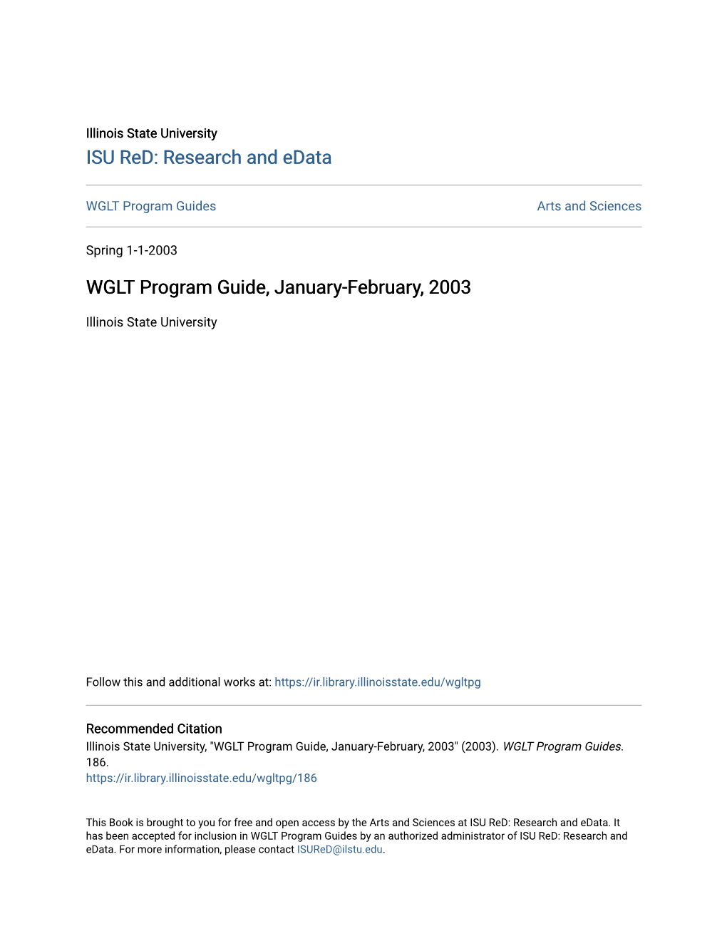 WGLT Program Guide, January-February, 2003