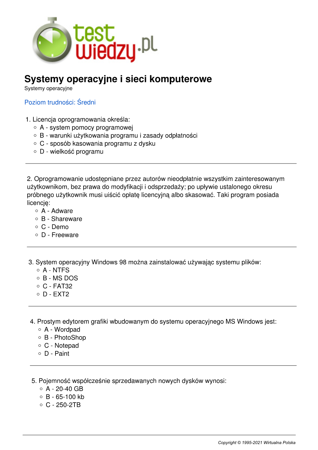 Systemy Operacyjne I Sieci Komputerowe Systemy Operacyjne