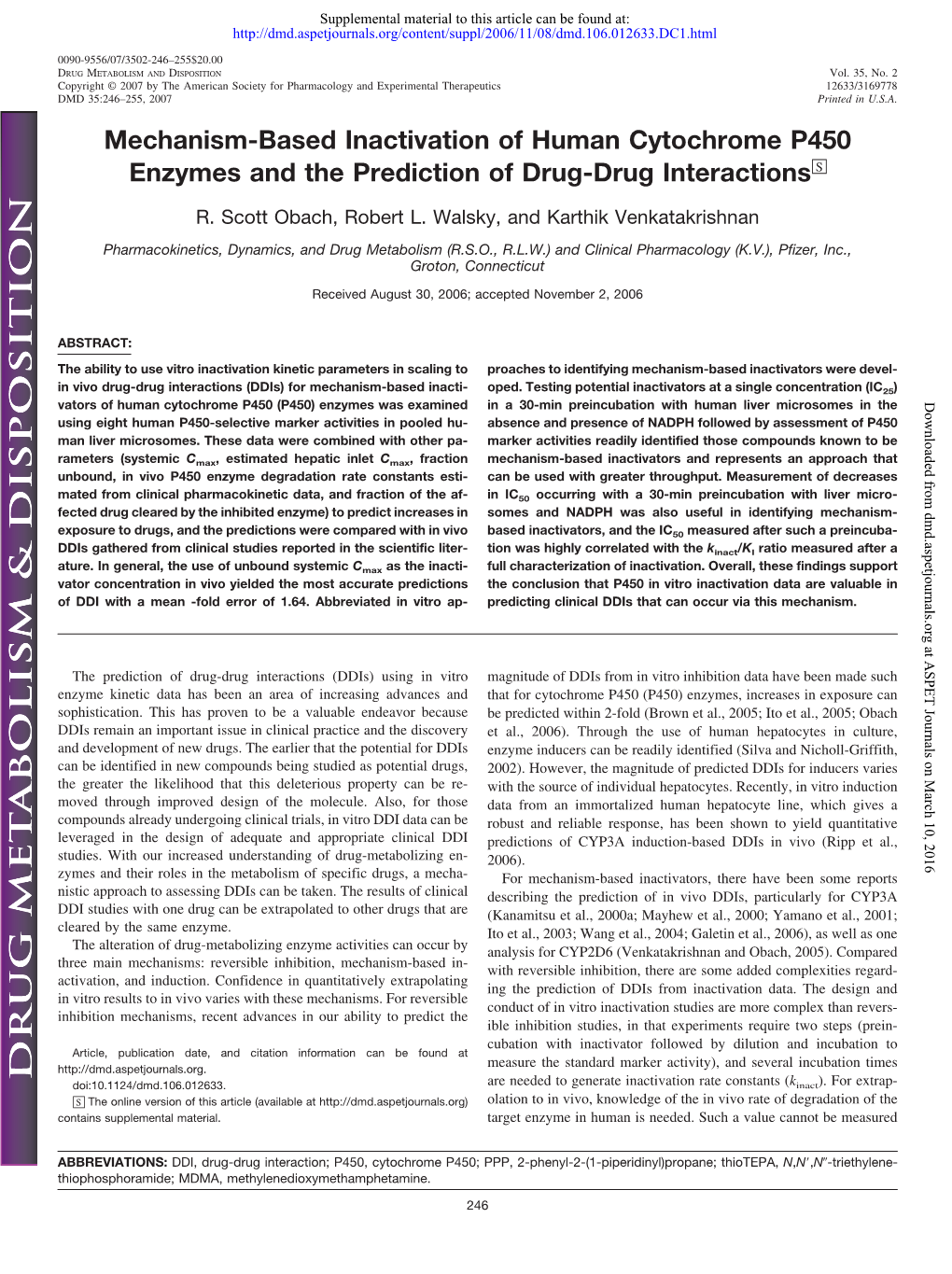 Mechanism-Based Inactivation of Human Cytochrome P450 Enzymes and the Prediction of Drug-Drug Interactions□S