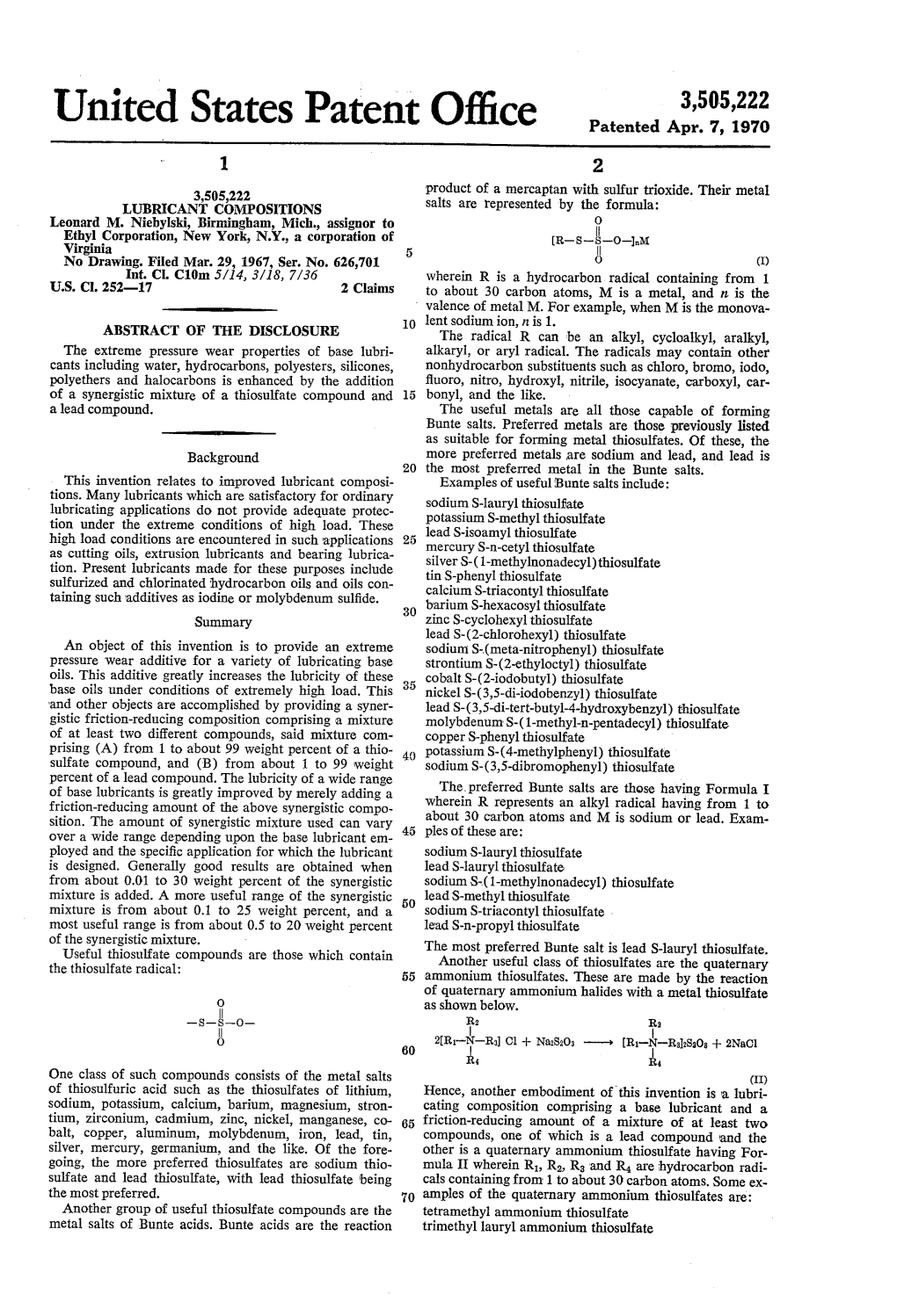 United States Patent Office Patented Apr