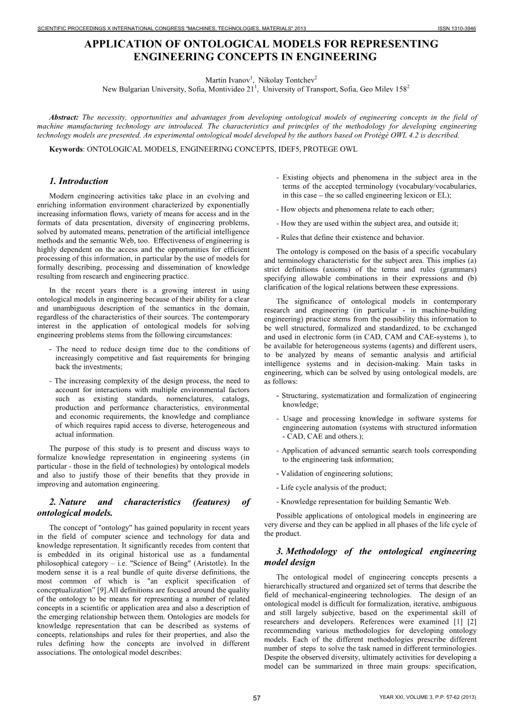 Application of Ontological Models for Representing Engineering Concepts in Engineering