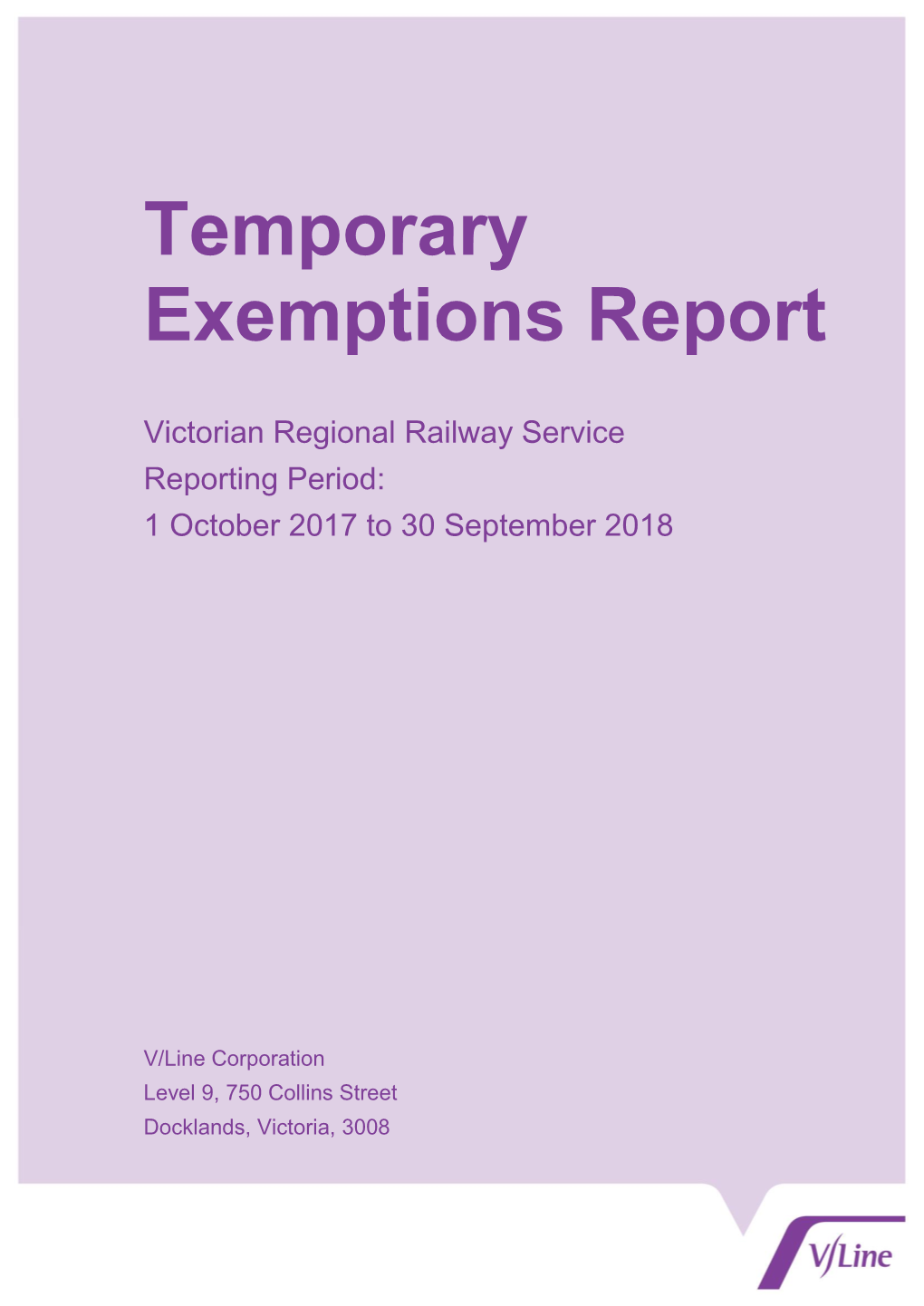 V/Line 2018 Temporary Exemptions