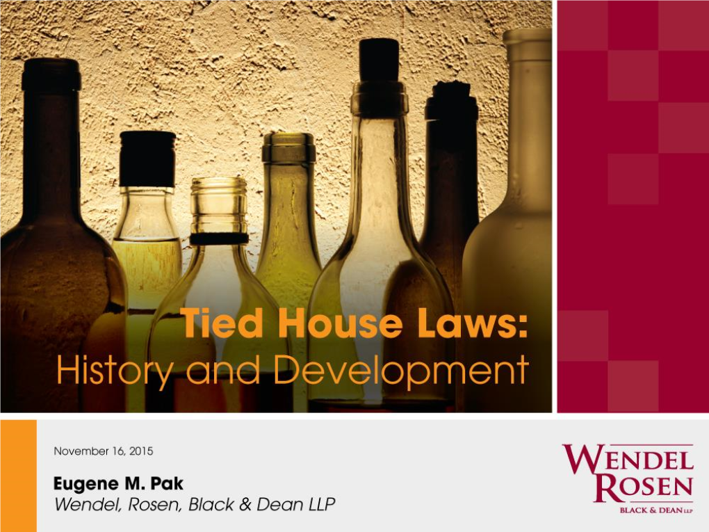 Tied House” (Federal and State Laws)