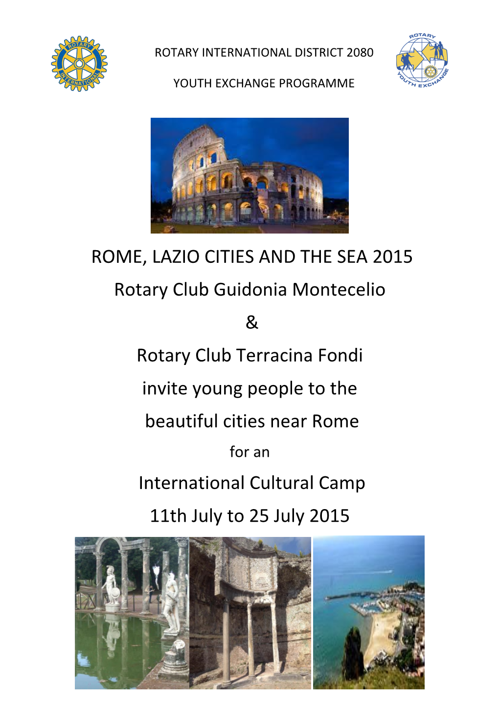 ROME, LAZIO CITIES and the SEA 2015 Rotary Club Guidonia