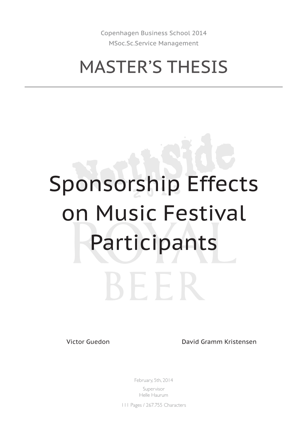 Sponsorship Effects on Music Festival Participants