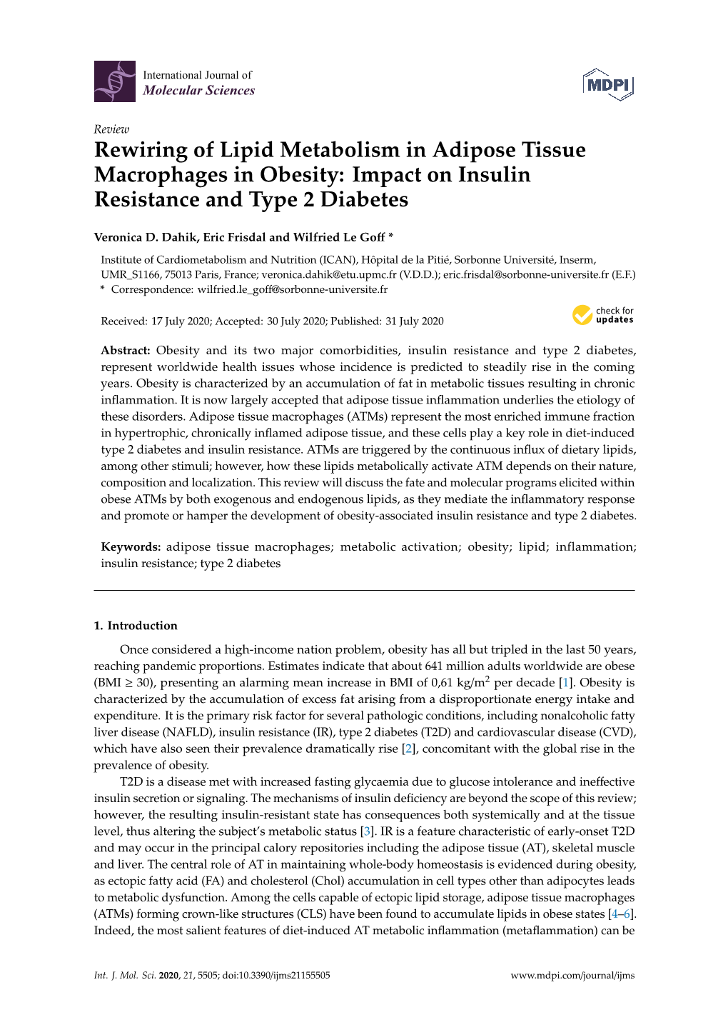 Rewiring of Lipid Metabolism in Adipose Tissue Macrophages in Obesity: Impact on Insulin Resistance and Type 2 Diabetes